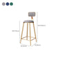 Glam Armless Backrest Counter Stool Iron Bar Stool with Cushion and Pedal for Balcony