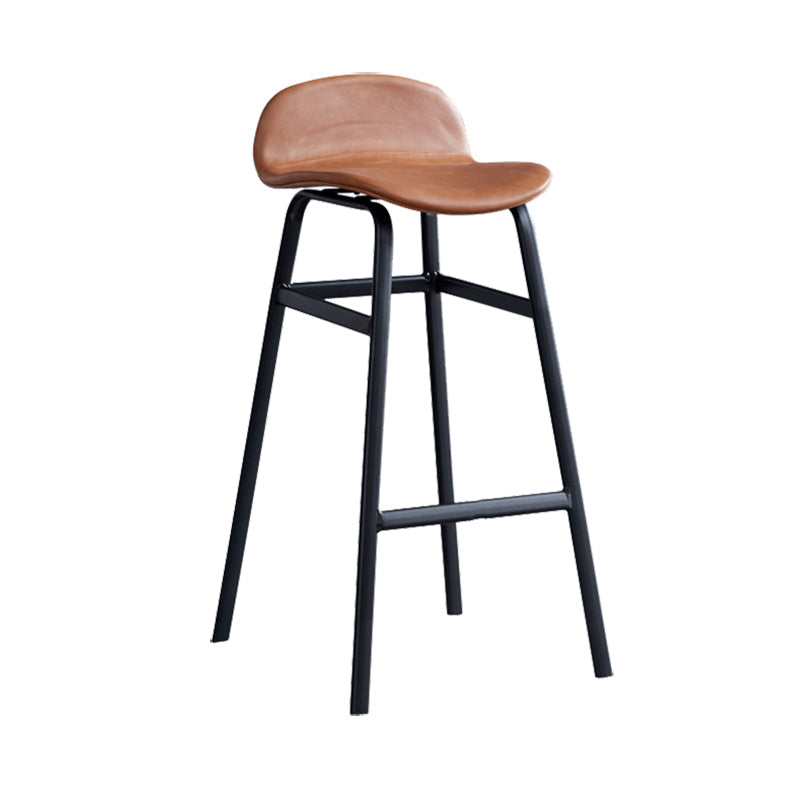 Modern Backrest Armless Counter Stool Iron Bar Stool with Seat and Pedal for Cafe