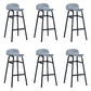 Modern Backrest Armless Counter Stool Iron Bar Stool with Seat and Pedal for Cafe
