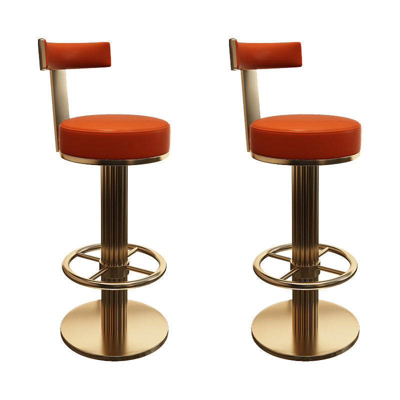 Leather Bar Stool Adjustable Height Counter Stool for Bristol Orange 2 Piece Set Clearhalo 'Bar Furniture' 'Bar Stools' 'bar_stools' 'furn' 'furn_bar_stools' 'Furniture' 'Kitchen & Dining Furniture' 6594264