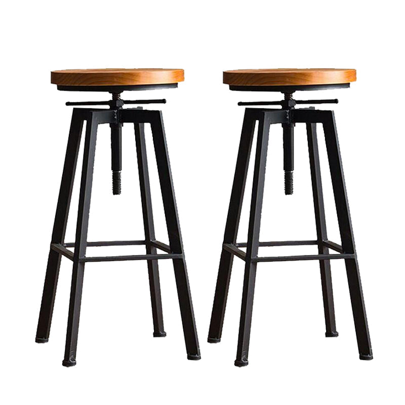 Industrial Elevatable Backless Counter Stool Iron Bar Stool with Pedal for Bar Black 2 Piece Set Clearhalo 'Bar Furniture' 'Bar Stools' 'bar_stools' 'furn' 'furn_bar_stools' 'Furniture' 'Kitchen & Dining Furniture' 6594283