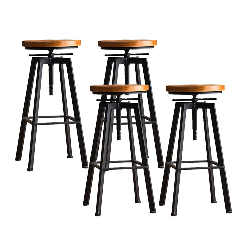 Industrial Elevatable Backless Counter Stool Iron Bar Stool with Pedal for Bar Black 4 Piece Set Clearhalo 'Bar Furniture' 'Bar Stools' 'bar_stools' 'furn' 'furn_bar_stools' 'Furniture' 'Kitchen & Dining Furniture' 6594284
