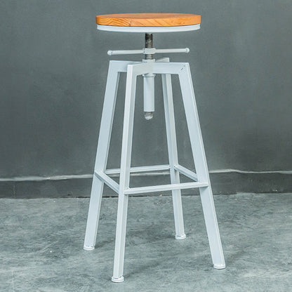 Industrial Elevatable Backless Counter Stool Iron Bar Stool with Pedal for Bar White 1 Piece Clearhalo 'Bar Furniture' 'Bar Stools' 'bar_stools' 'furn' 'furn_bar_stools' 'Furniture' 'Kitchen & Dining Furniture' 6594288