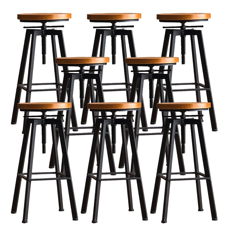 Industrial Elevatable Backless Counter Stool Iron Bar Stool with Pedal for Bar Black 8 Piece Set Clearhalo 'Bar Furniture' 'Bar Stools' 'bar_stools' 'furn' 'furn_bar_stools' 'Furniture' 'Kitchen & Dining Furniture' 6594289