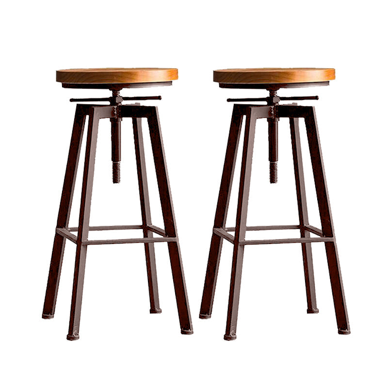 Industrial Elevatable Backless Counter Stool Iron Bar Stool with Pedal for Bar Copper 2 Piece Set Clearhalo 'Bar Furniture' 'Bar Stools' 'bar_stools' 'furn' 'furn_bar_stools' 'Furniture' 'Kitchen & Dining Furniture' 6594290