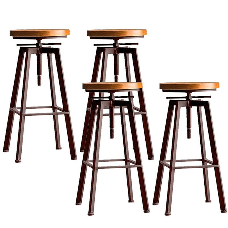 Industrial Elevatable Backless Counter Stool Iron Bar Stool with Pedal for Bar Copper 4 Piece Set Clearhalo 'Bar Furniture' 'Bar Stools' 'bar_stools' 'furn' 'furn_bar_stools' 'Furniture' 'Kitchen & Dining Furniture' 6594292