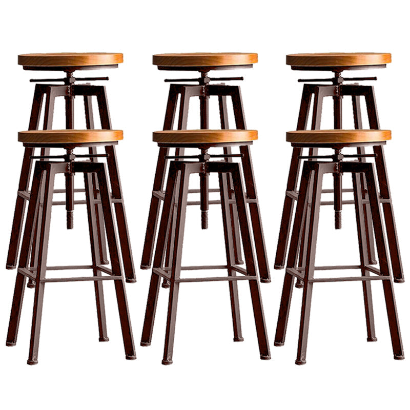 Industrial Elevatable Backless Counter Stool Iron Bar Stool with Pedal for Bar Copper 6 Piece Set Clearhalo 'Bar Furniture' 'Bar Stools' 'bar_stools' 'furn' 'furn_bar_stools' 'Furniture' 'Kitchen & Dining Furniture' 6594295