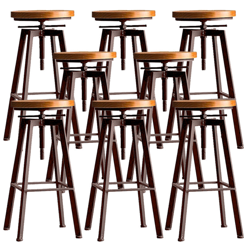 Industrial Elevatable Backless Counter Stool Iron Bar Stool with Pedal for Bar Copper 8 Piece Set Clearhalo 'Bar Furniture' 'Bar Stools' 'bar_stools' 'furn' 'furn_bar_stools' 'Furniture' 'Kitchen & Dining Furniture' 6594296