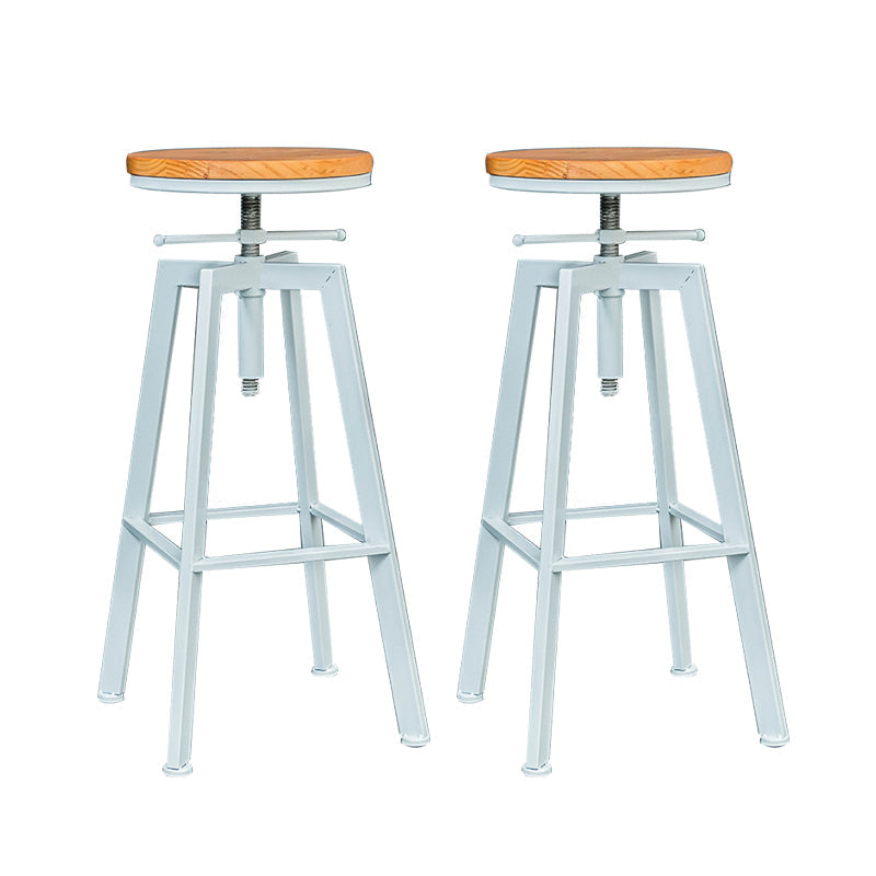 Industrial Elevatable Backless Counter Stool Iron Bar Stool with Pedal for Bar White 2 Piece Set Clearhalo 'Bar Furniture' 'Bar Stools' 'bar_stools' 'furn' 'furn_bar_stools' 'Furniture' 'Kitchen & Dining Furniture' 6594299