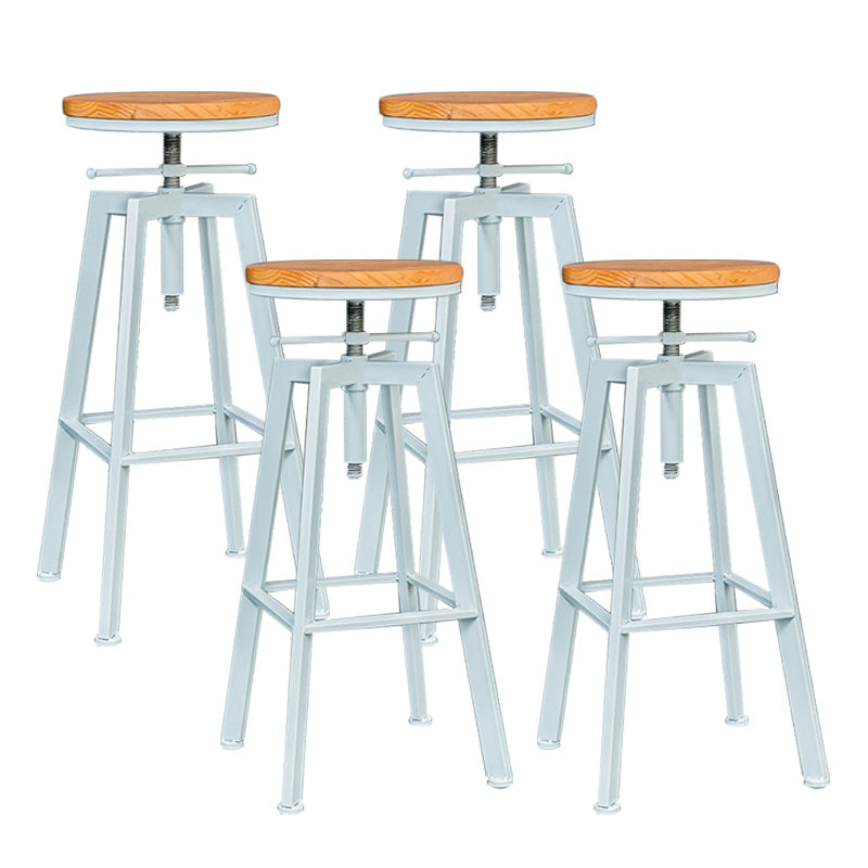 Industrial Elevatable Backless Counter Stool Iron Bar Stool with Pedal for Bar White 4 Piece Set Clearhalo 'Bar Furniture' 'Bar Stools' 'bar_stools' 'furn' 'furn_bar_stools' 'Furniture' 'Kitchen & Dining Furniture' 6594301