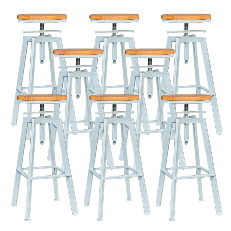 Industrial Elevatable Backless Counter Stool Iron Bar Stool with Pedal for Bar White 8 Piece Set Clearhalo 'Bar Furniture' 'Bar Stools' 'bar_stools' 'furn' 'furn_bar_stools' 'Furniture' 'Kitchen & Dining Furniture' 6594304