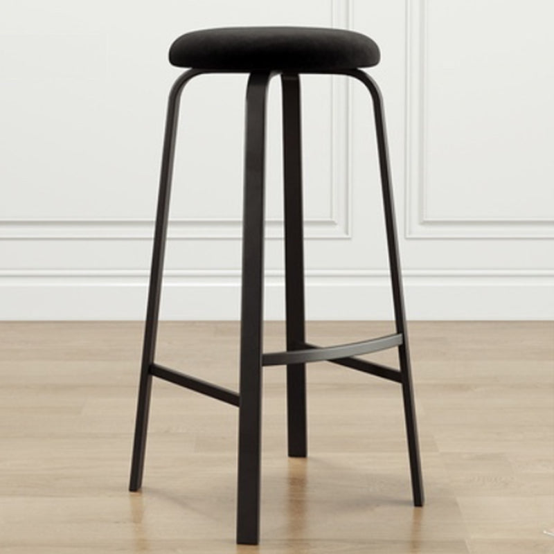 Modern Stackable Armless Counter Stool Iron Bar Stool with Cushion and Pedal for Cafe Black 1 Piece Clearhalo 'Bar Furniture' 'Bar Stools' 'bar_stools' 'furn' 'furn_bar_stools' 'Furniture' 'Kitchen & Dining Furniture' 6594344