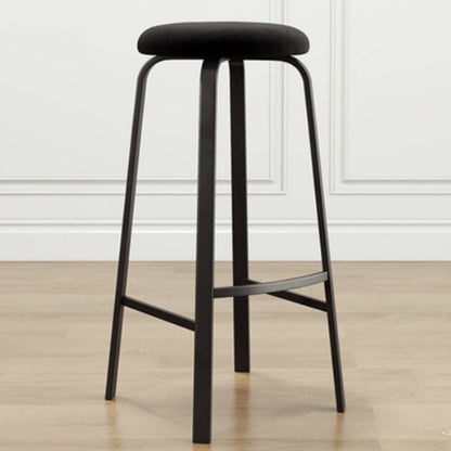 Modern Stackable Armless Counter Stool Iron Bar Stool with Cushion and Pedal for Cafe Black 1 Piece Clearhalo 'Bar Furniture' 'Bar Stools' 'bar_stools' 'furn' 'furn_bar_stools' 'Furniture' 'Kitchen & Dining Furniture' 6594344