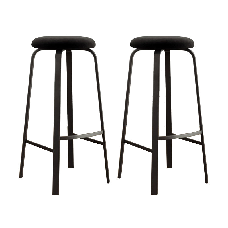 Modern Stackable Armless Counter Stool Iron Bar Stool with Cushion and Pedal for Cafe Black 2 Piece Set Clearhalo 'Bar Furniture' 'Bar Stools' 'bar_stools' 'furn' 'furn_bar_stools' 'Furniture' 'Kitchen & Dining Furniture' 6594345