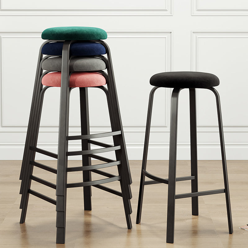 Modern Stackable Armless Counter Stool Iron Bar Stool with Cushion and Pedal for Cafe Clearhalo 'Bar Furniture' 'Bar Stools' 'bar_stools' 'furn' 'furn_bar_stools' 'Furniture' 'Kitchen & Dining Furniture' 6594346