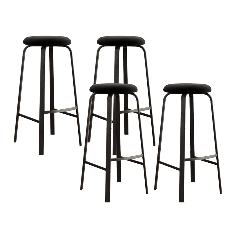 Modern Stackable Armless Counter Stool Iron Bar Stool with Cushion and Pedal for Cafe Black 4 Piece Set Clearhalo 'Bar Furniture' 'Bar Stools' 'bar_stools' 'furn' 'furn_bar_stools' 'Furniture' 'Kitchen & Dining Furniture' 6594347