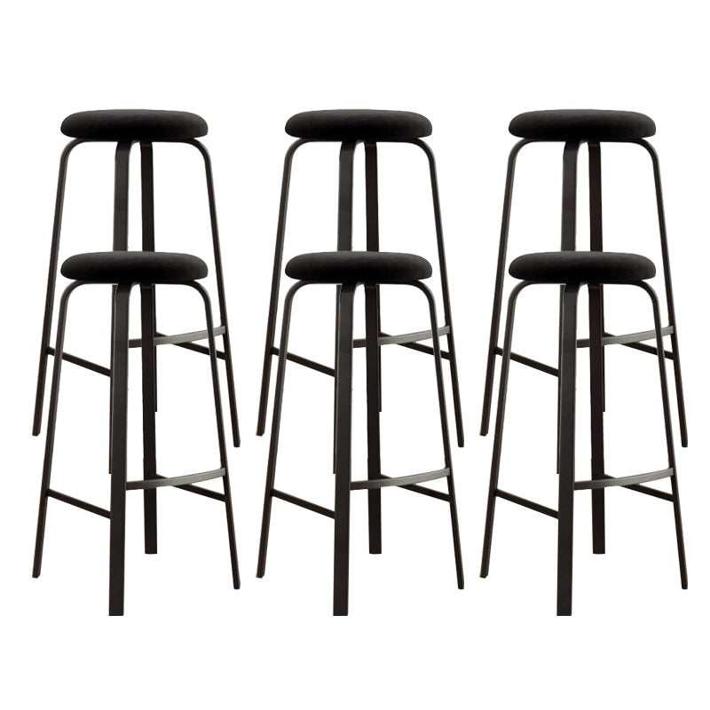 Modern Stackable Armless Counter Stool Iron Bar Stool with Cushion and Pedal for Cafe Black 6 Piece Set Clearhalo 'Bar Furniture' 'Bar Stools' 'bar_stools' 'furn' 'furn_bar_stools' 'Furniture' 'Kitchen & Dining Furniture' 6594349