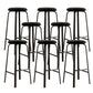 Modern Stackable Armless Counter Stool Iron Bar Stool with Cushion and Pedal for Cafe Black 8 Piece Set Clearhalo 'Bar Furniture' 'Bar Stools' 'bar_stools' 'furn' 'furn_bar_stools' 'Furniture' 'Kitchen & Dining Furniture' 6594352
