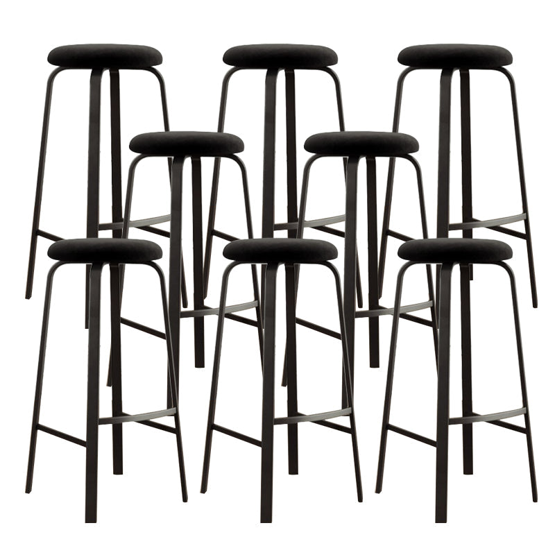 Modern Stackable Armless Counter Stool Iron Bar Stool with Cushion and Pedal for Cafe Black 8 Piece Set Clearhalo 'Bar Furniture' 'Bar Stools' 'bar_stools' 'furn' 'furn_bar_stools' 'Furniture' 'Kitchen & Dining Furniture' 6594352