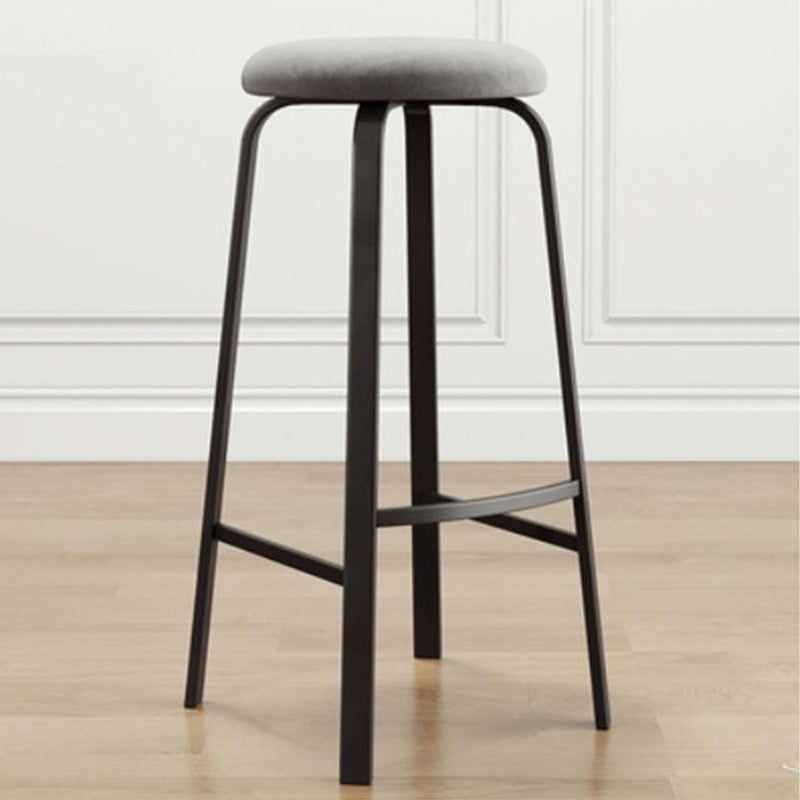 Modern Stackable Armless Counter Stool Iron Bar Stool with Cushion and Pedal for Cafe Grey 1 Piece Clearhalo 'Bar Furniture' 'Bar Stools' 'bar_stools' 'furn' 'furn_bar_stools' 'Furniture' 'Kitchen & Dining Furniture' 6594354