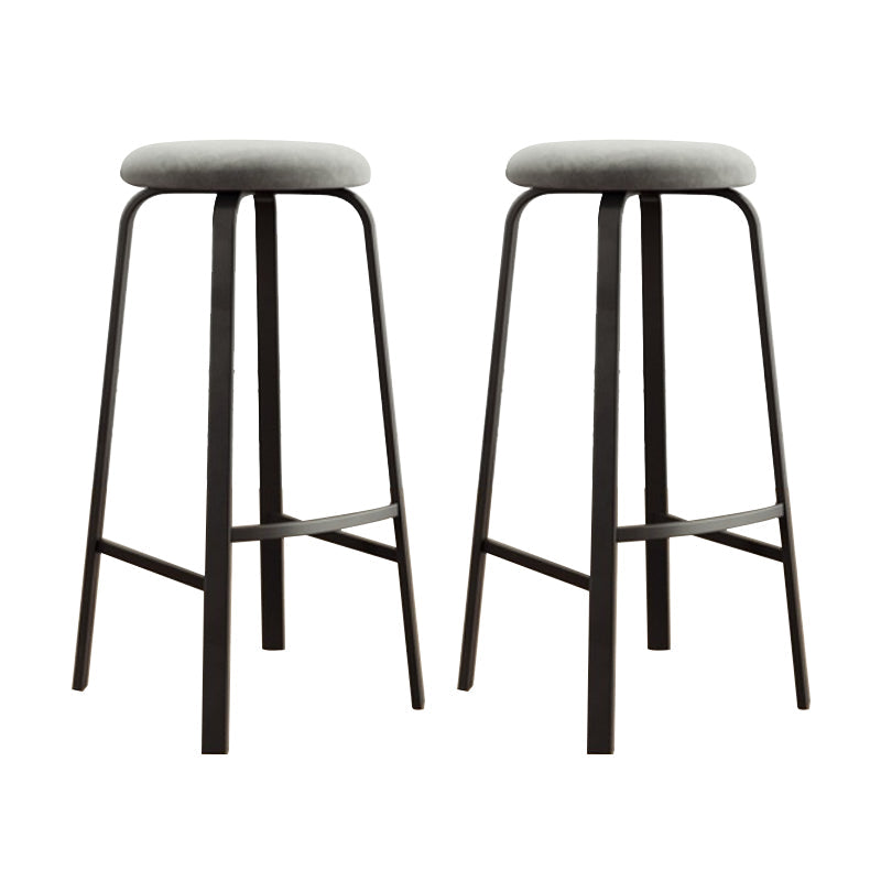 Modern Stackable Armless Counter Stool Iron Bar Stool with Cushion and Pedal for Cafe Grey 2 Piece Set Clearhalo 'Bar Furniture' 'Bar Stools' 'bar_stools' 'furn' 'furn_bar_stools' 'Furniture' 'Kitchen & Dining Furniture' 6594356