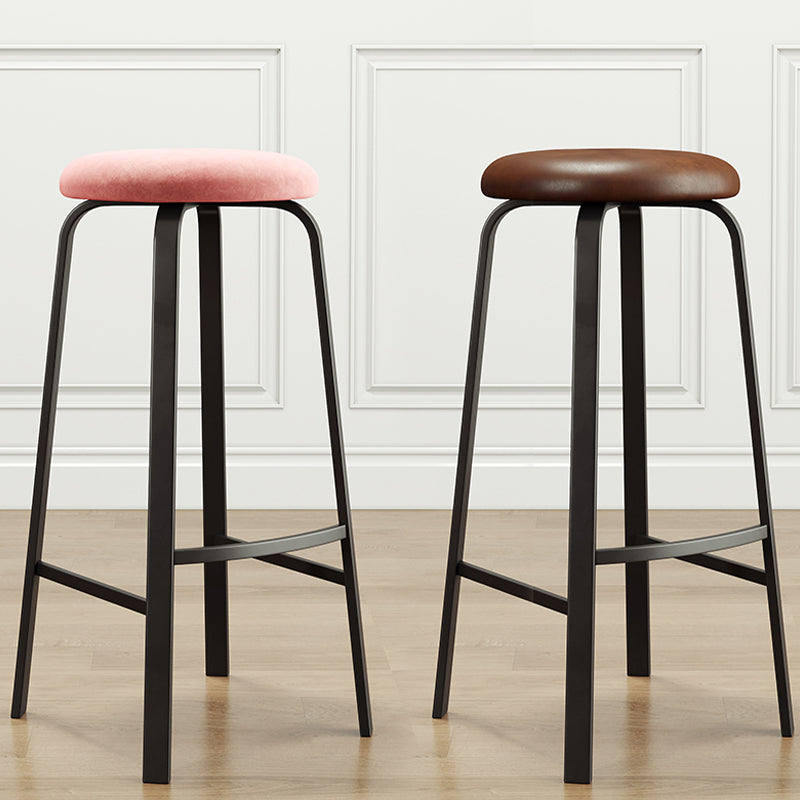 Modern Stackable Armless Counter Stool Iron Bar Stool with Cushion and Pedal for Cafe Clearhalo 'Bar Furniture' 'Bar Stools' 'bar_stools' 'furn' 'furn_bar_stools' 'Furniture' 'Kitchen & Dining Furniture' 6594357