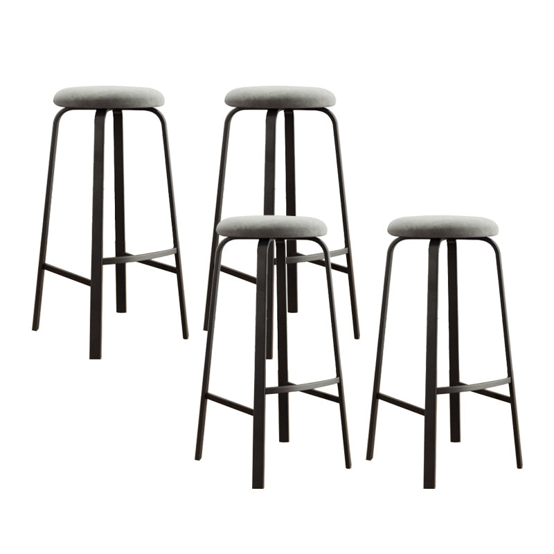Modern Stackable Armless Counter Stool Iron Bar Stool with Cushion and Pedal for Cafe Grey 4 Piece Set Clearhalo 'Bar Furniture' 'Bar Stools' 'bar_stools' 'furn' 'furn_bar_stools' 'Furniture' 'Kitchen & Dining Furniture' 6594358