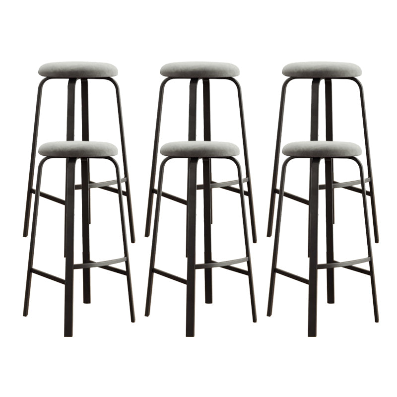 Modern Stackable Armless Counter Stool Iron Bar Stool with Cushion and Pedal for Cafe Grey 6 Piece Set Clearhalo 'Bar Furniture' 'Bar Stools' 'bar_stools' 'furn' 'furn_bar_stools' 'Furniture' 'Kitchen & Dining Furniture' 6594359