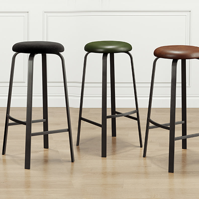 Modern Stackable Armless Counter Stool Iron Bar Stool with Cushion and Pedal for Cafe Clearhalo 'Bar Furniture' 'Bar Stools' 'bar_stools' 'furn' 'furn_bar_stools' 'Furniture' 'Kitchen & Dining Furniture' 6594360