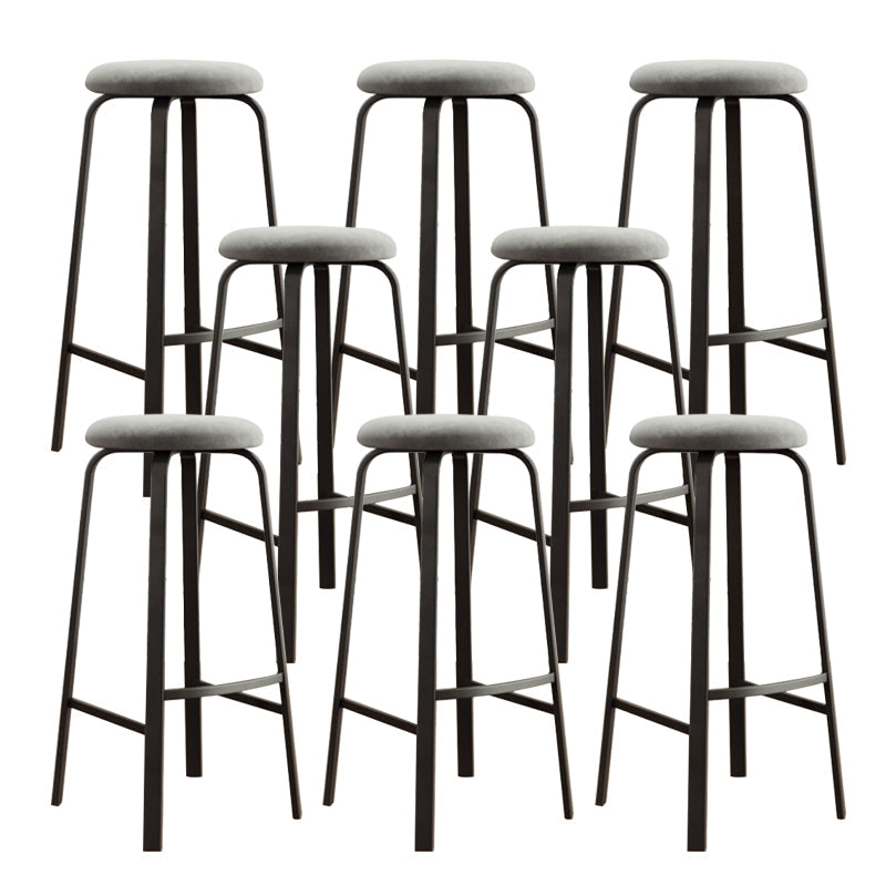 Modern Stackable Armless Counter Stool Iron Bar Stool with Cushion and Pedal for Cafe Grey 8 Piece Set Clearhalo 'Bar Furniture' 'Bar Stools' 'bar_stools' 'furn' 'furn_bar_stools' 'Furniture' 'Kitchen & Dining Furniture' 6594361