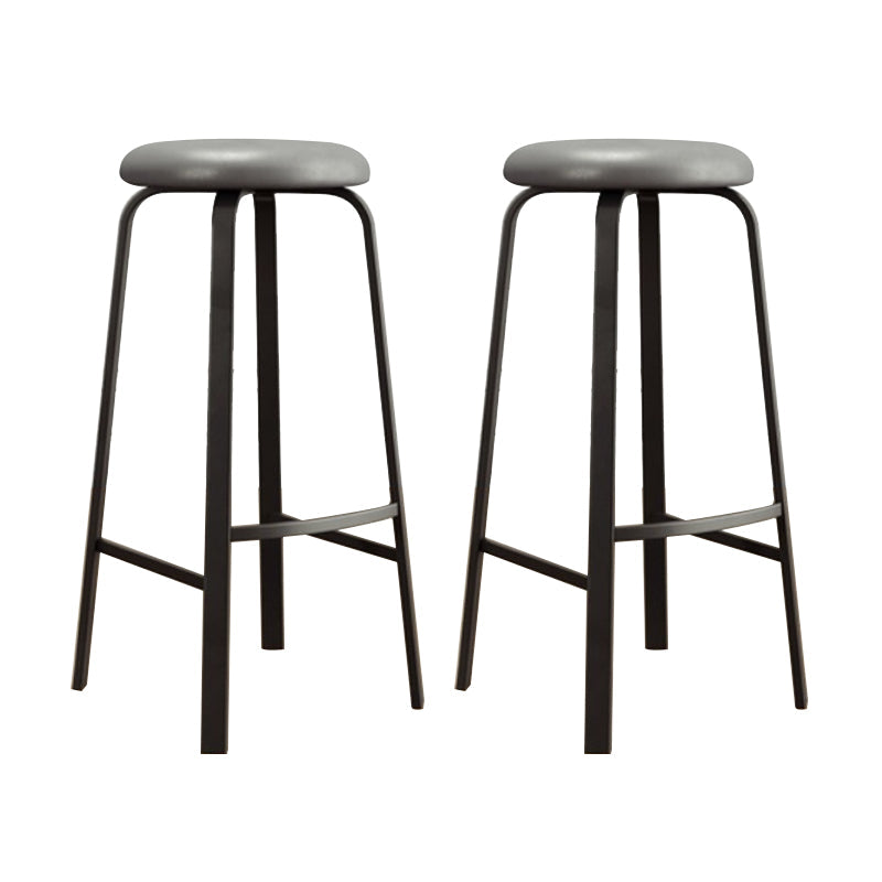Modern Stackable Armless Counter Stool Iron Bar Stool with Cushion and Pedal for Cafe Light Gray 2 Piece Set Clearhalo 'Bar Furniture' 'Bar Stools' 'bar_stools' 'furn' 'furn_bar_stools' 'Furniture' 'Kitchen & Dining Furniture' 6594363