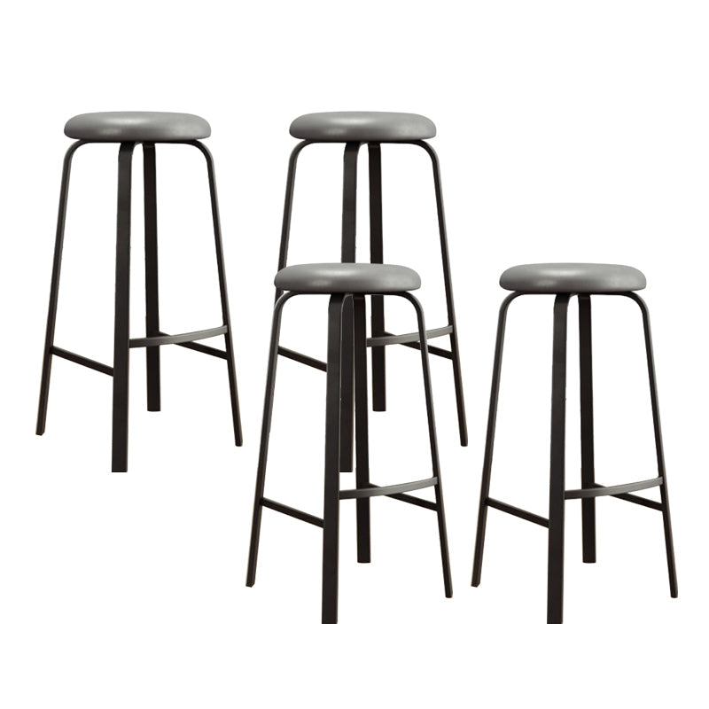 Modern Stackable Armless Counter Stool Iron Bar Stool with Cushion and Pedal for Cafe Light Gray 4 Piece Set Clearhalo 'Bar Furniture' 'Bar Stools' 'bar_stools' 'furn' 'furn_bar_stools' 'Furniture' 'Kitchen & Dining Furniture' 6594364