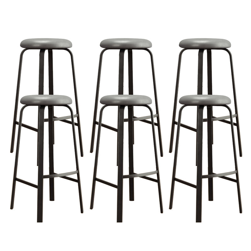 Modern Stackable Armless Counter Stool Iron Bar Stool with Cushion and Pedal for Cafe Light Gray 6 Piece Set Clearhalo 'Bar Furniture' 'Bar Stools' 'bar_stools' 'furn' 'furn_bar_stools' 'Furniture' 'Kitchen & Dining Furniture' 6594365