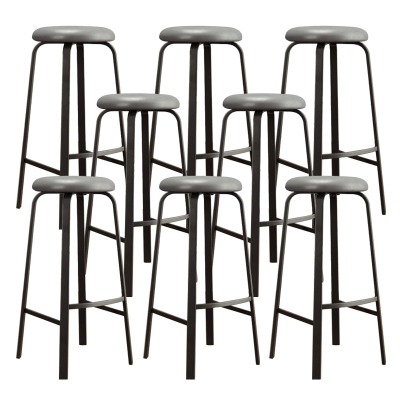 Modern Stackable Armless Counter Stool Iron Bar Stool with Cushion and Pedal for Cafe Light Gray 8 Piece Set Clearhalo 'Bar Furniture' 'Bar Stools' 'bar_stools' 'furn' 'furn_bar_stools' 'Furniture' 'Kitchen & Dining Furniture' 6594366