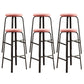 Modern Stackable Armless Counter Stool Iron Bar Stool with Cushion and Pedal for Cafe Pink 6 Piece Set Clearhalo 'Bar Furniture' 'Bar Stools' 'bar_stools' 'furn' 'furn_bar_stools' 'Furniture' 'Kitchen & Dining Furniture' 6594370