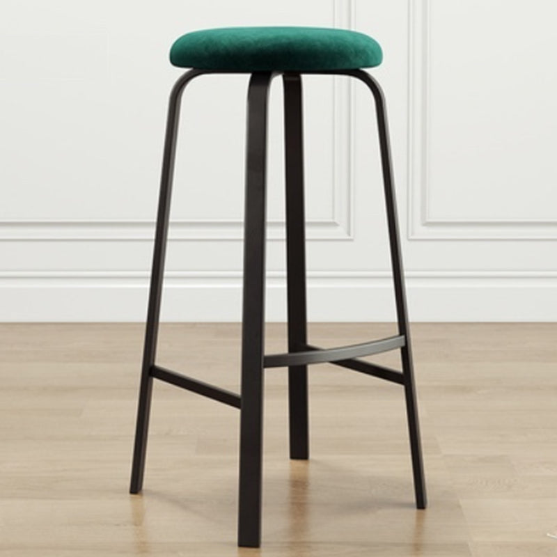 Modern Stackable Armless Counter Stool Iron Bar Stool with Cushion and Pedal for Cafe Green 1 Piece Clearhalo 'Bar Furniture' 'Bar Stools' 'bar_stools' 'furn' 'furn_bar_stools' 'Furniture' 'Kitchen & Dining Furniture' 6594377
