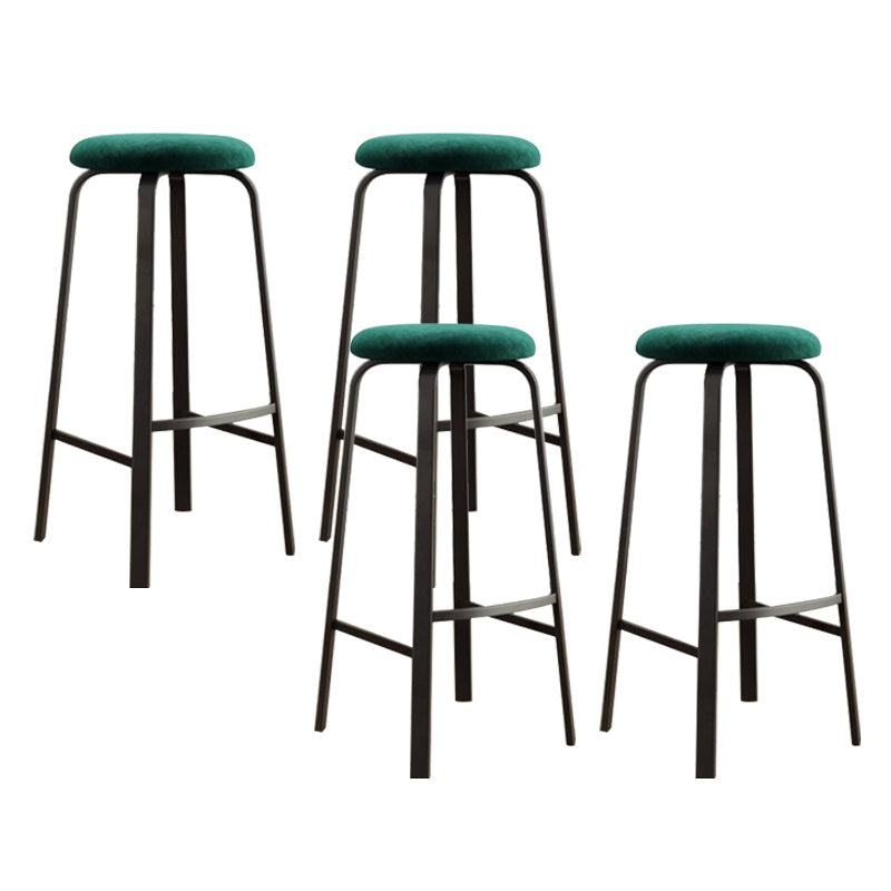 Modern Stackable Armless Counter Stool Iron Bar Stool with Cushion and Pedal for Cafe Green 4 Piece Set Clearhalo 'Bar Furniture' 'Bar Stools' 'bar_stools' 'furn' 'furn_bar_stools' 'Furniture' 'Kitchen & Dining Furniture' 6594379