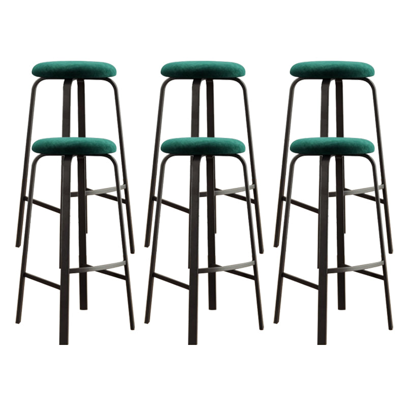 Modern Stackable Armless Counter Stool Iron Bar Stool with Cushion and Pedal for Cafe Green 6 Piece Set Clearhalo 'Bar Furniture' 'Bar Stools' 'bar_stools' 'furn' 'furn_bar_stools' 'Furniture' 'Kitchen & Dining Furniture' 6594380