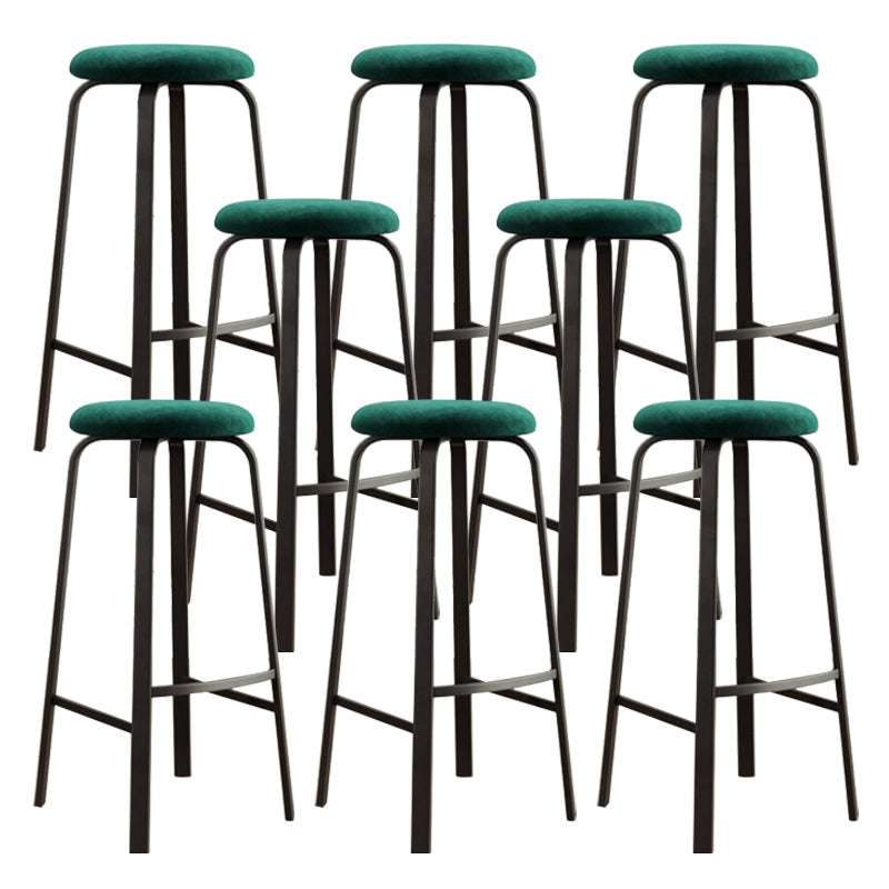 Modern Stackable Armless Counter Stool Iron Bar Stool with Cushion and Pedal for Cafe Green 8 Piece Set Clearhalo 'Bar Furniture' 'Bar Stools' 'bar_stools' 'furn' 'furn_bar_stools' 'Furniture' 'Kitchen & Dining Furniture' 6594381