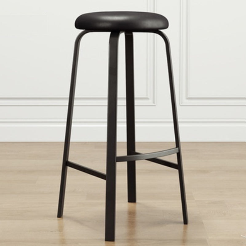Modern Stackable Armless Counter Stool Iron Bar Stool with Cushion and Pedal for Cafe Gloss Black 1 Piece Clearhalo 'Bar Furniture' 'Bar Stools' 'bar_stools' 'furn' 'furn_bar_stools' 'Furniture' 'Kitchen & Dining Furniture' 6594382