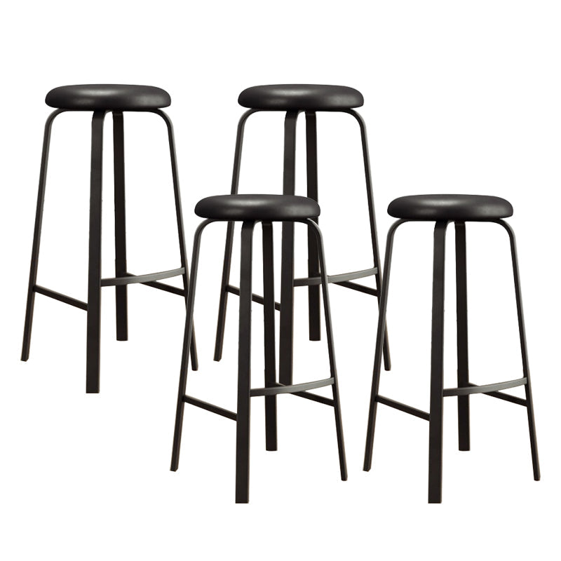 Modern Stackable Armless Counter Stool Iron Bar Stool with Cushion and Pedal for Cafe Gloss Black 4 Piece Set Clearhalo 'Bar Furniture' 'Bar Stools' 'bar_stools' 'furn' 'furn_bar_stools' 'Furniture' 'Kitchen & Dining Furniture' 6594384