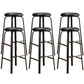 Modern Stackable Armless Counter Stool Iron Bar Stool with Cushion and Pedal for Cafe Gloss Black 6 Piece Set Clearhalo 'Bar Furniture' 'Bar Stools' 'bar_stools' 'furn' 'furn_bar_stools' 'Furniture' 'Kitchen & Dining Furniture' 6594385