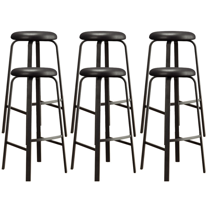 Modern Stackable Armless Counter Stool Iron Bar Stool with Cushion and Pedal for Cafe Gloss Black 6 Piece Set Clearhalo 'Bar Furniture' 'Bar Stools' 'bar_stools' 'furn' 'furn_bar_stools' 'Furniture' 'Kitchen & Dining Furniture' 6594385