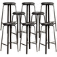 Modern Stackable Armless Counter Stool Iron Bar Stool with Cushion and Pedal for Cafe Gloss Black 8 Piece Set Clearhalo 'Bar Furniture' 'Bar Stools' 'bar_stools' 'furn' 'furn_bar_stools' 'Furniture' 'Kitchen & Dining Furniture' 6594386