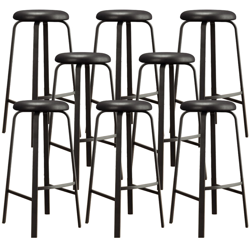 Modern Stackable Armless Counter Stool Iron Bar Stool with Cushion and Pedal for Cafe Gloss Black 8 Piece Set Clearhalo 'Bar Furniture' 'Bar Stools' 'bar_stools' 'furn' 'furn_bar_stools' 'Furniture' 'Kitchen & Dining Furniture' 6594386