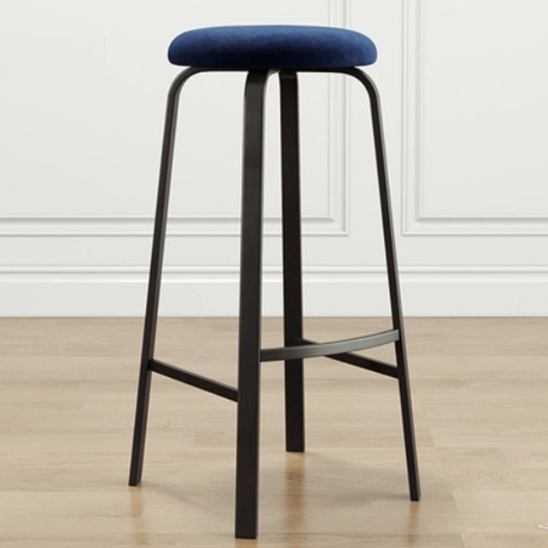 Modern Stackable Armless Counter Stool Iron Bar Stool with Cushion and Pedal for Cafe Royal Blue 1 Piece Clearhalo 'Bar Furniture' 'Bar Stools' 'bar_stools' 'furn' 'furn_bar_stools' 'Furniture' 'Kitchen & Dining Furniture' 6594387
