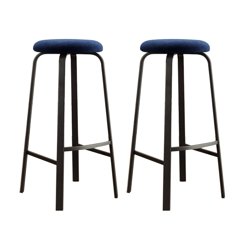 Modern Stackable Armless Counter Stool Iron Bar Stool with Cushion and Pedal for Cafe Royal Blue 2 Piece Set Clearhalo 'Bar Furniture' 'Bar Stools' 'bar_stools' 'furn' 'furn_bar_stools' 'Furniture' 'Kitchen & Dining Furniture' 6594388