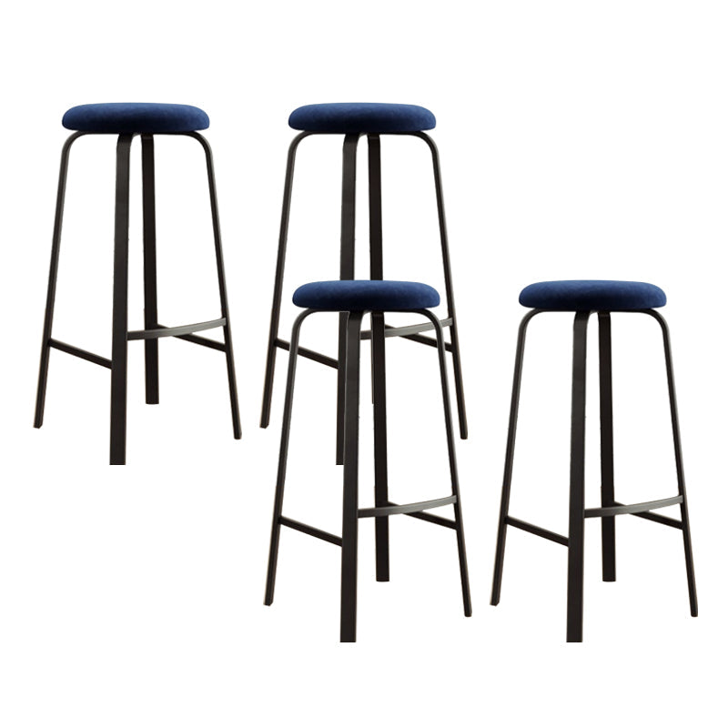 Modern Stackable Armless Counter Stool Iron Bar Stool with Cushion and Pedal for Cafe Royal Blue 4 Piece Set Clearhalo 'Bar Furniture' 'Bar Stools' 'bar_stools' 'furn' 'furn_bar_stools' 'Furniture' 'Kitchen & Dining Furniture' 6594389