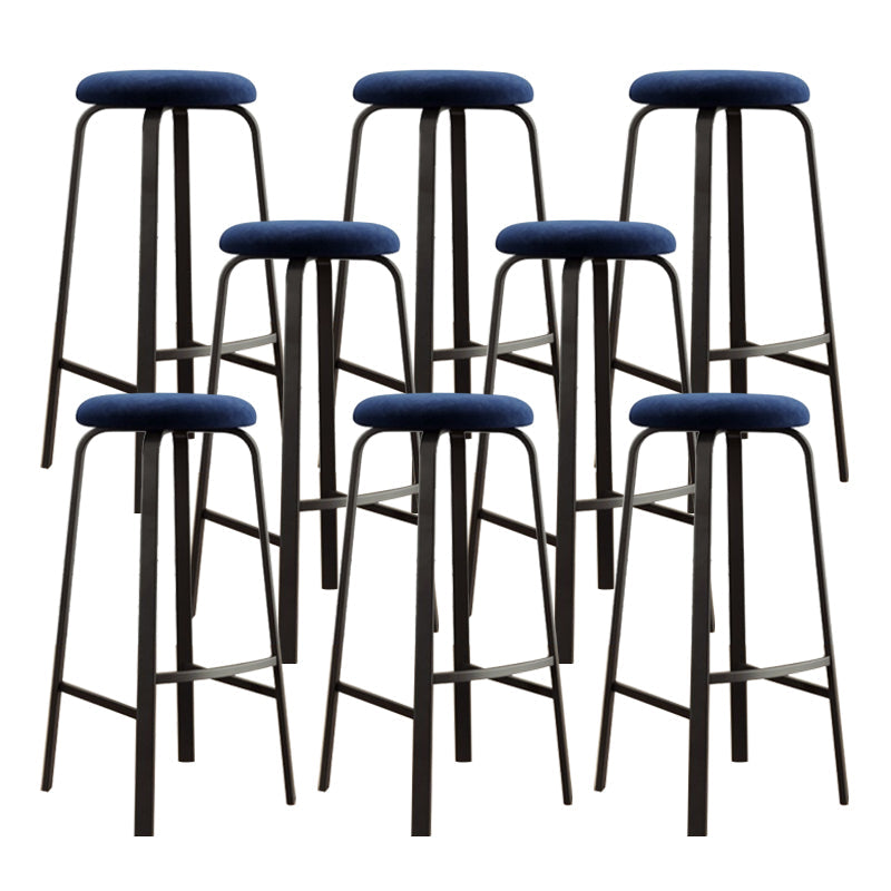Modern Stackable Armless Counter Stool Iron Bar Stool with Cushion and Pedal for Cafe Royal Blue 8 Piece Set Clearhalo 'Bar Furniture' 'Bar Stools' 'bar_stools' 'furn' 'furn_bar_stools' 'Furniture' 'Kitchen & Dining Furniture' 6594391
