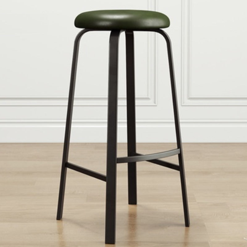 Modern Stackable Armless Counter Stool Iron Bar Stool with Cushion and Pedal for Cafe Blackish Green 1 Piece Clearhalo 'Bar Furniture' 'Bar Stools' 'bar_stools' 'furn' 'furn_bar_stools' 'Furniture' 'Kitchen & Dining Furniture' 6594392